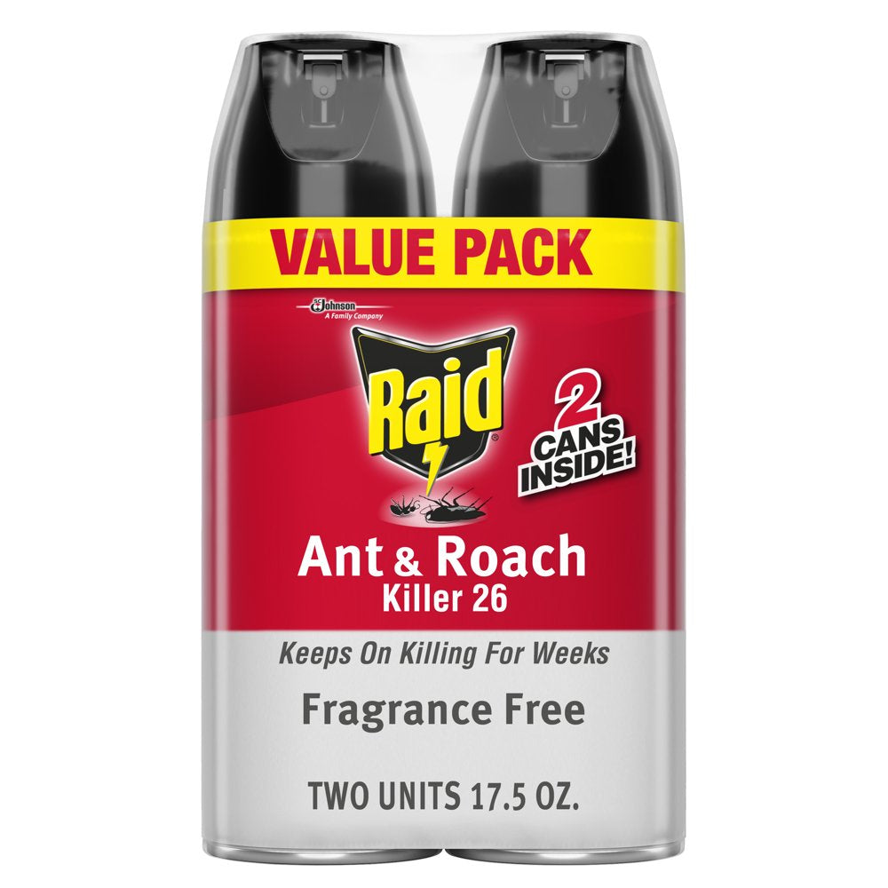 Raid® Ant & Roach Killer 26, Fragrance-Free Bug Spray, 17.5 Fl Oz, 2 Ct