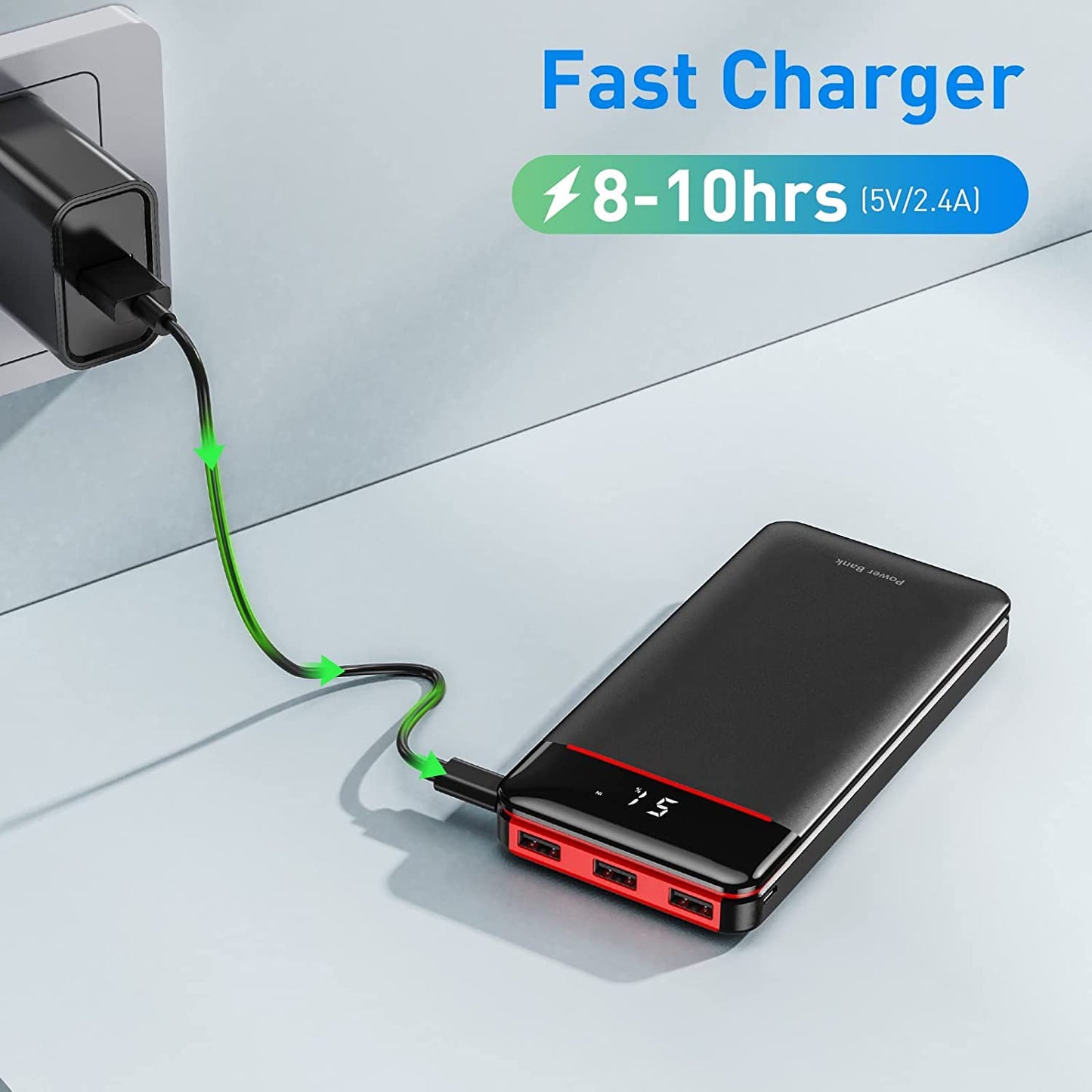 Portable Fast Charger Power Bank 25,000Mah, Fast Charging USB C with 3 Outputs & 2 Inputs & Flashlight, Ultra High Capacity External Battery Pack for Cell Phone Compatible with iPhone, Samsung, Android Etc.