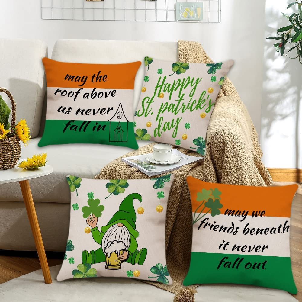  Set of 4 Happy St. Patrick's Day Pillow Cases