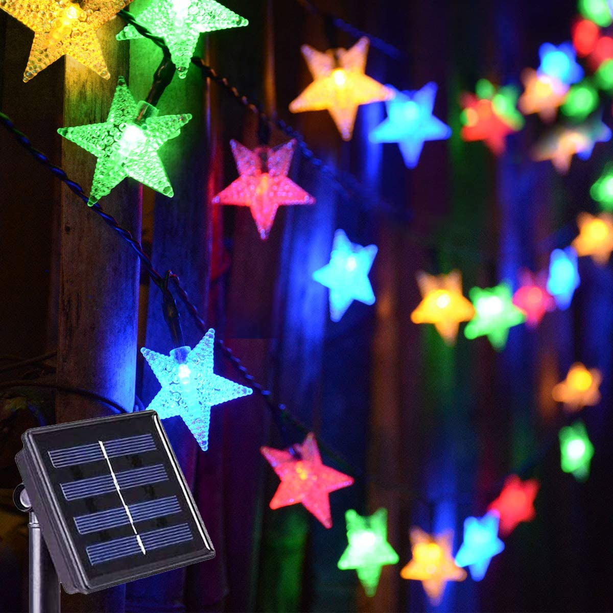  Solar Powered Fairy Lights,Cool White Waterproof Solar Patio Umbrella Summer Lights, 30ft 50 LED Solar String Lights for Christmas Garden Yard Decoration