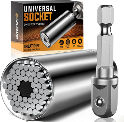 Super Universal Socket Tools Gifts for Men - Father's Day Gifts for Dad from Daughter Son Socket Set with Power Drill Adapter(7-19 MM) Cool Stuff Gadgets for Men Women Birthday Gift for Dad Husband