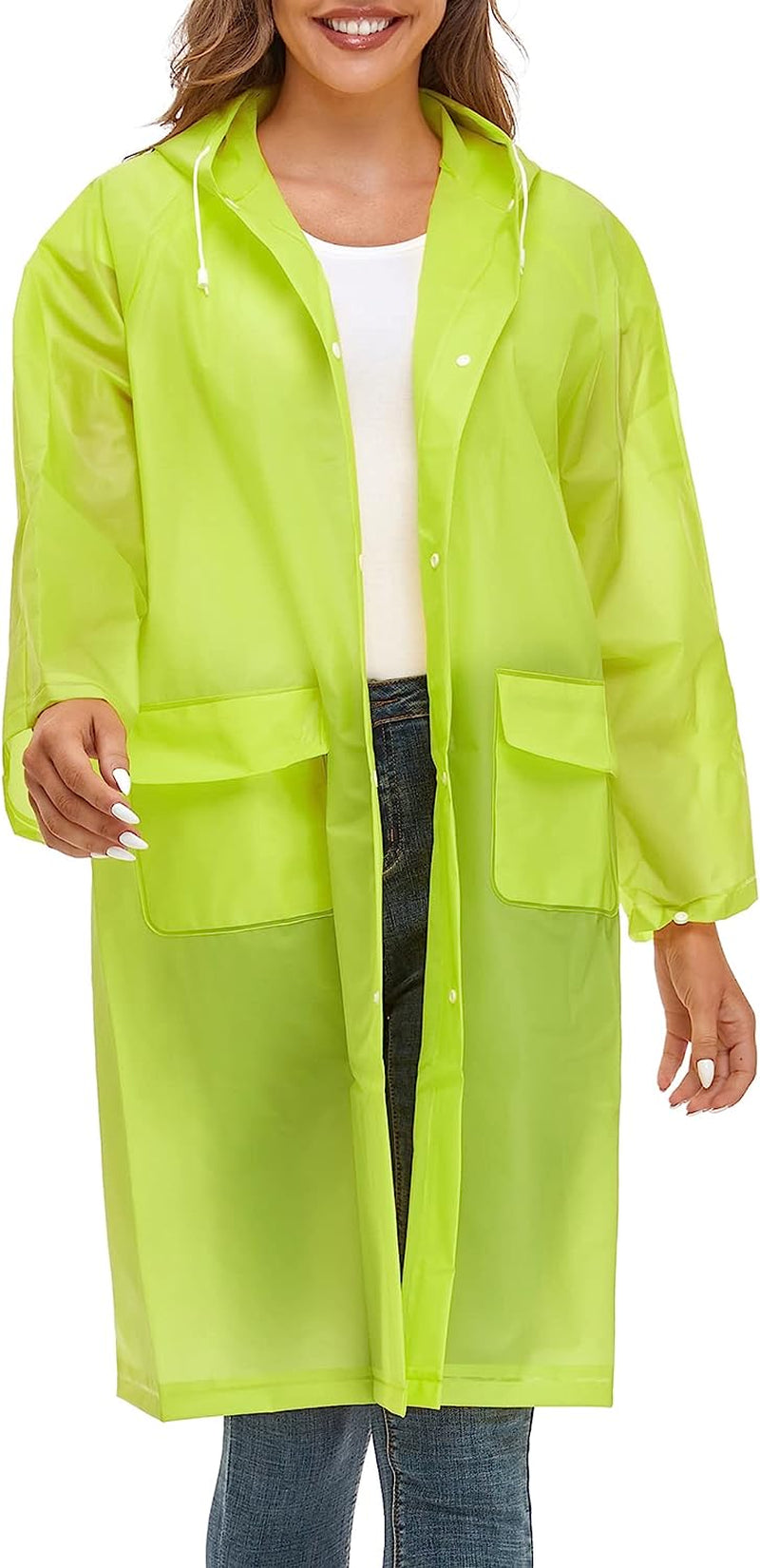 Raincoats For Women Men Reusable Portable Waterproof EVA Long Rain Ponchos with Hoods