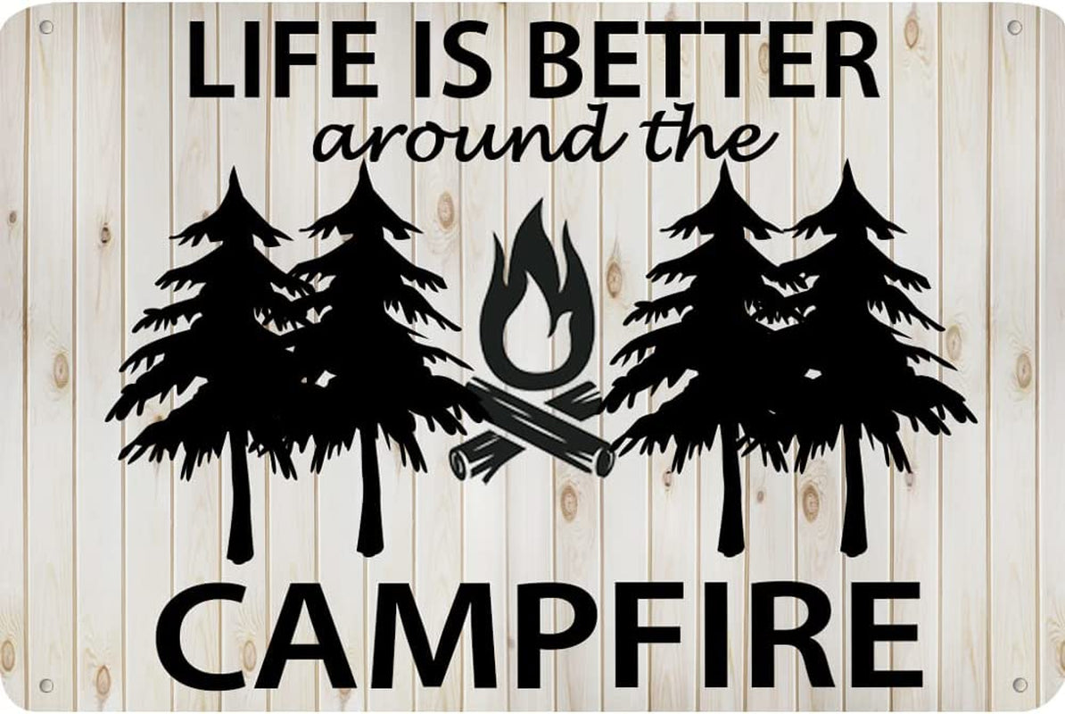 Rustic Camper Metal Tin Sign For Friend Rv Camping Around The Campfire 8x5.5 Inch Tin Sign