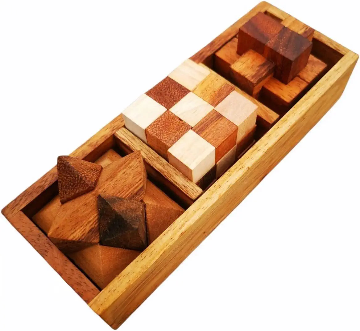 3 in 1 Set Wooden Games Brain Teaser Wood Toy Desk Puzzle Coffee Table Decor Broad Game 3D Puzzle for Teens and Adults Fun Games Indoor Outdoor Camping Decorate Table Top Halloween Party