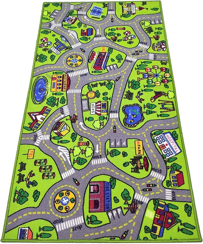Kids Playmat Car Rug -Educational Car Rugs for Kids Road and Traffic Carpet Multi Color Play Rug - Kids Rugs for Playroom & Kids Bedroom Best Car Rugs for Kids and Kids Play Rug Ages 3 4 5 6
