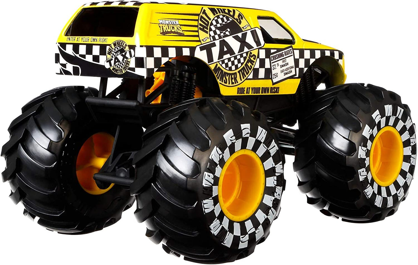 Hot Wheels Monster Truck 1:24 Scale Taxi Vehicle with Giant Wheels for Kids Age 3 to 8 Years Old Great Gift Toy Trucks Large Scales