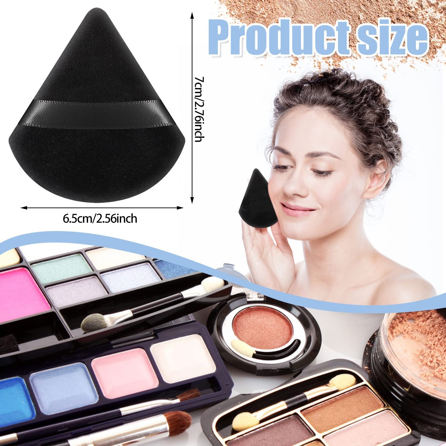 6 Pieces Powder Puff Face Soft Triangle Makeup Puff for Loose Powder Body Powder, Wedge Shape Velour Cosmetic Sponge for Contouring, Under Eyes and Corners, Beauty Makeup Tools