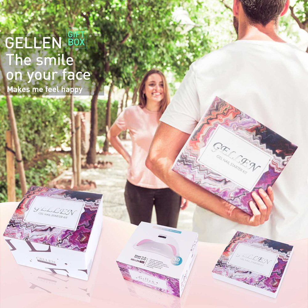 Gellen 12 Colors Colorful Rainbow Gel Nail Polish Starter Manicure Sets - with 72W UV/LED Nail Lamp