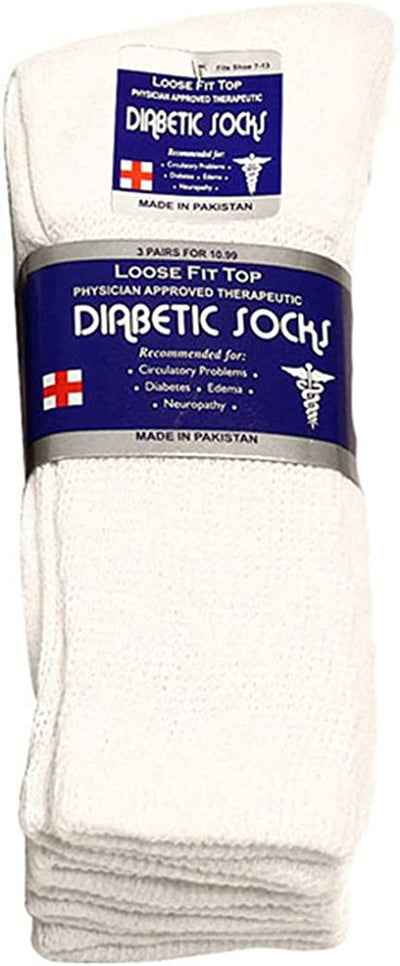 Physicians Approved Diabetic Socks Crew Unisex 3, 6 or 12-Pack