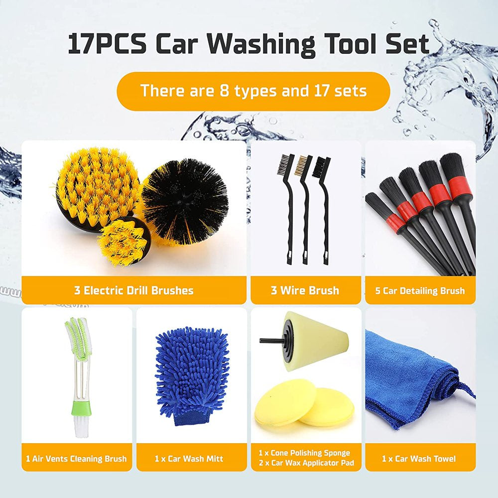 17Pcs Car Detailing Cleaning Brushes Kit