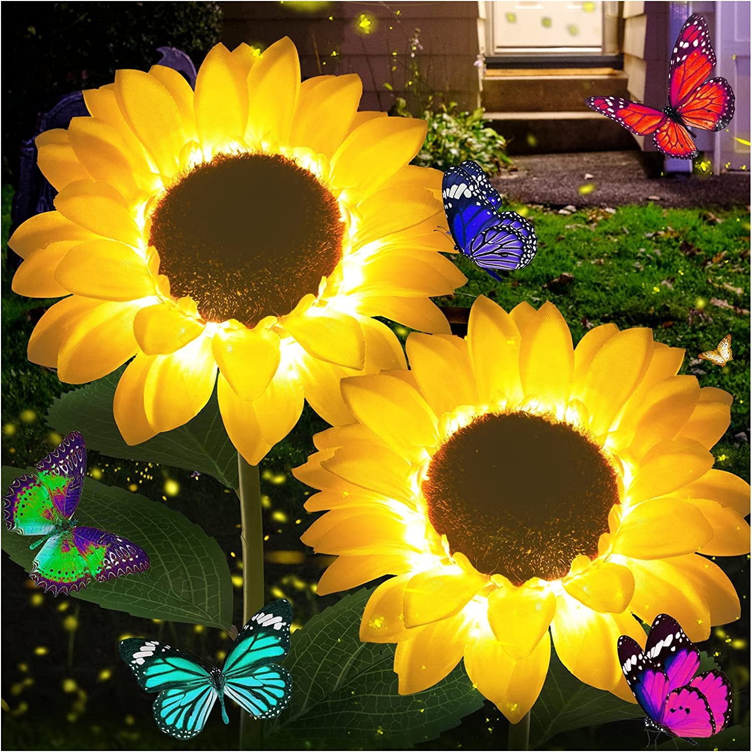 Solar Garden Lights, Newest Version Garland Lily Solar Flower Lights Outdoor Solar Powered Stake Decorative Lights for for Garden, Pathway, Patio, Front Yard Outdoor Decoration