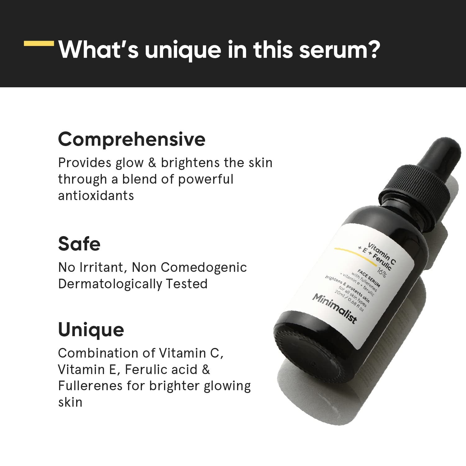 Minimalist 16% Vitamin C Serum With Vitamin E & Ferulic acid for Glowing Skin 