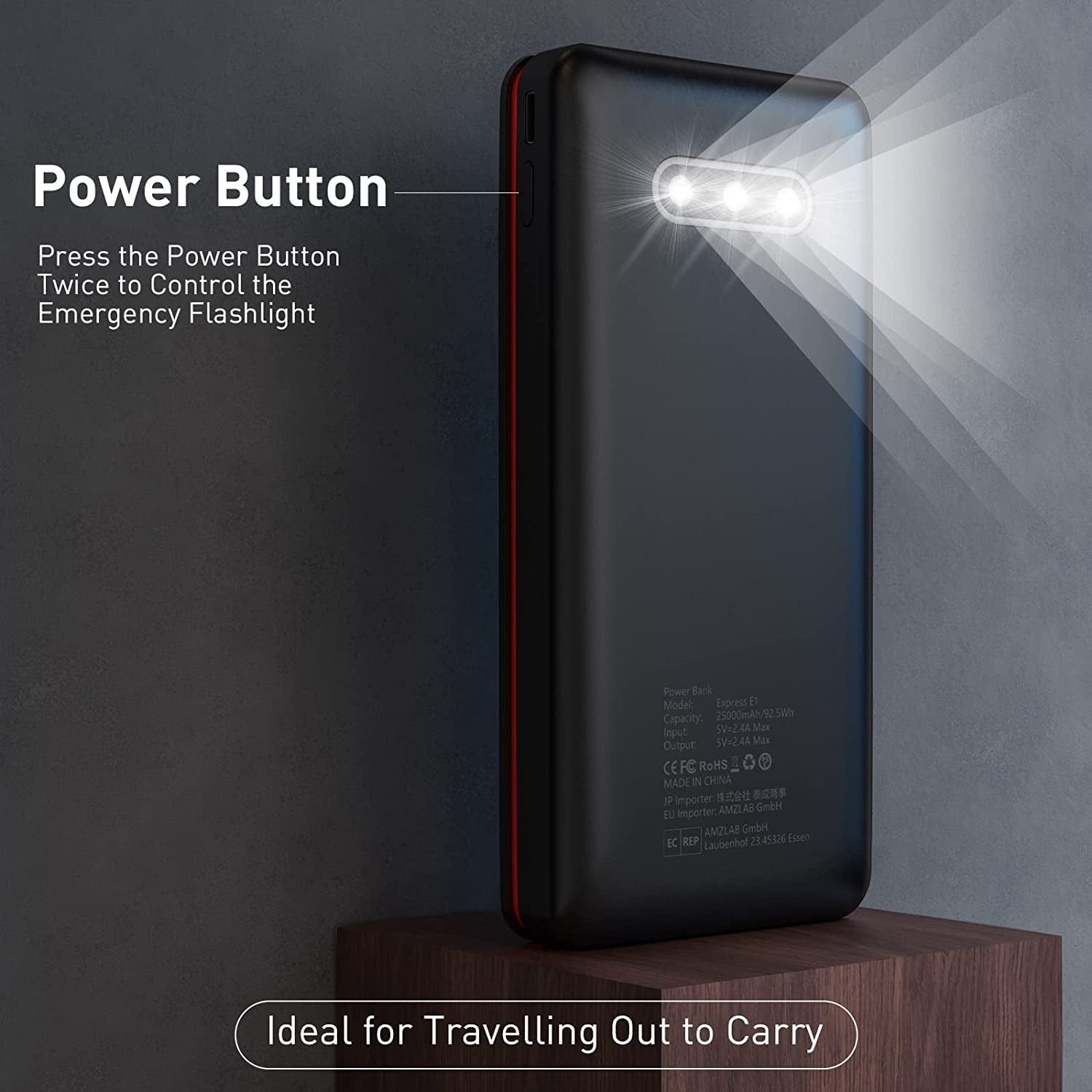 Portable Fast Charger Power Bank 25,000Mah, Fast Charging USB C with 3 Outputs & 2 Inputs & Flashlight, Ultra High Capacity External Battery Pack for Cell Phone Compatible with iPhone, Samsung, Android Etc.