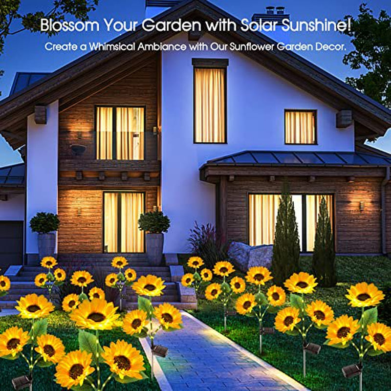 Upgrade Solar Sunflower Lights, LED Garden Solar Lights, Outdoor for Patio Lawn Garden Yard Pathway Decoration Christmas Decoration Parties