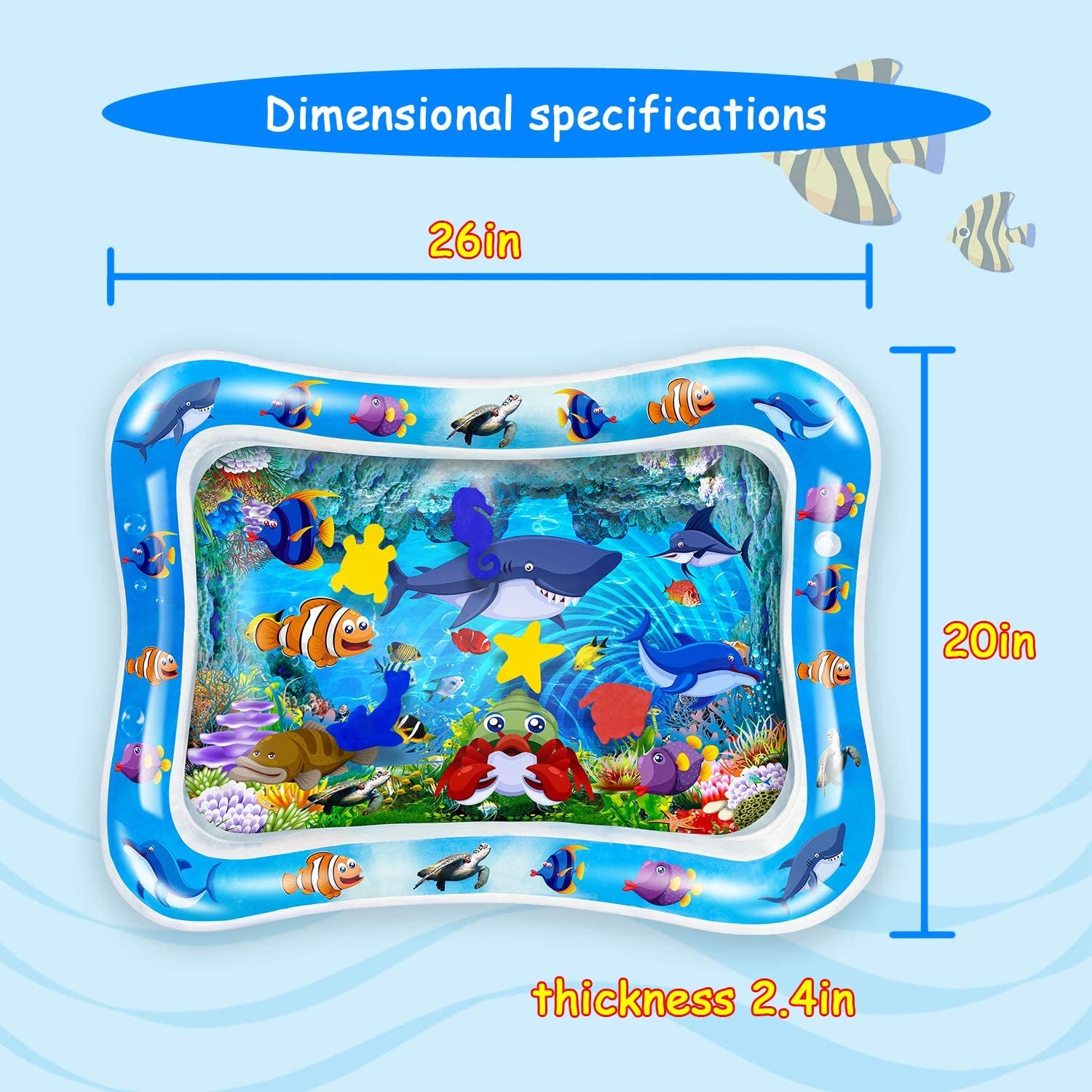  Tummy time Water Play mat Baby & Toddlers is The Perfect Fun time Play Inflatable Water mat,Activity Center Your Baby's Stimulation Growth