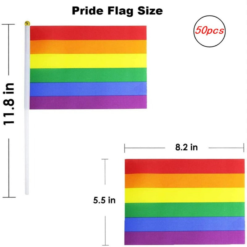 50 Pack Mini Pride Flag Small Lgbt Rainbow Flag Hand Held Stick Flags ...