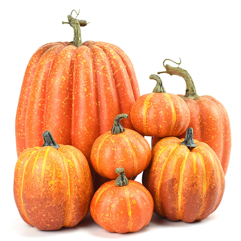 7Pcs Halloween Simulation Pumpkin, Model Artificial Craft Fall Harvest Decoration
