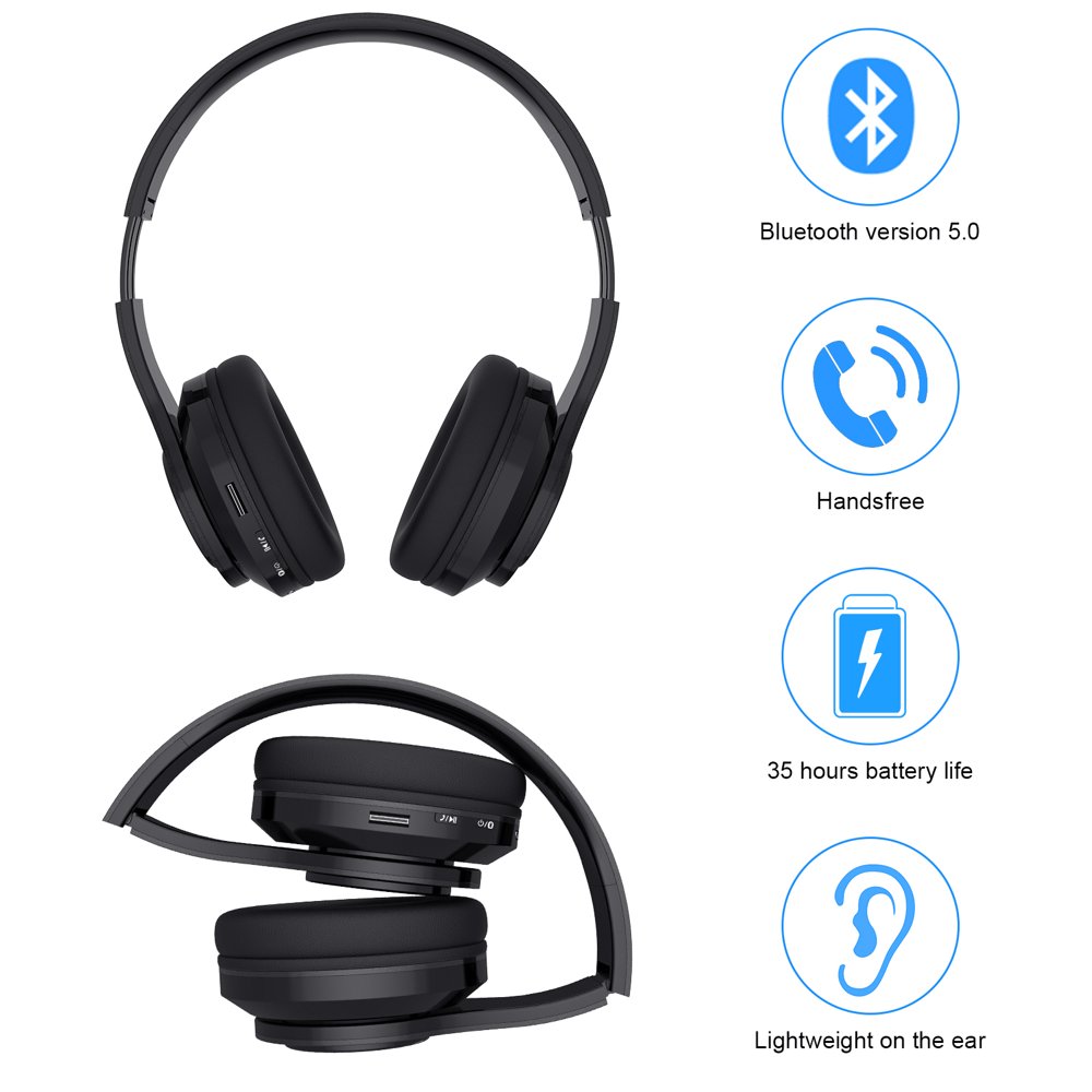  Rechargeable Wireless Headphones, Super Bass Bluetooth Foldable 