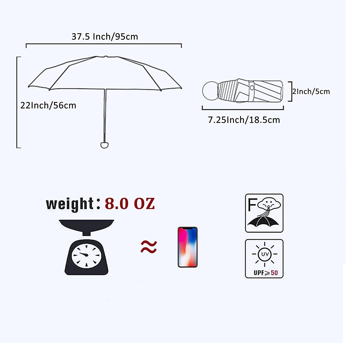 Travel Mini Umbrella for Purse With Case