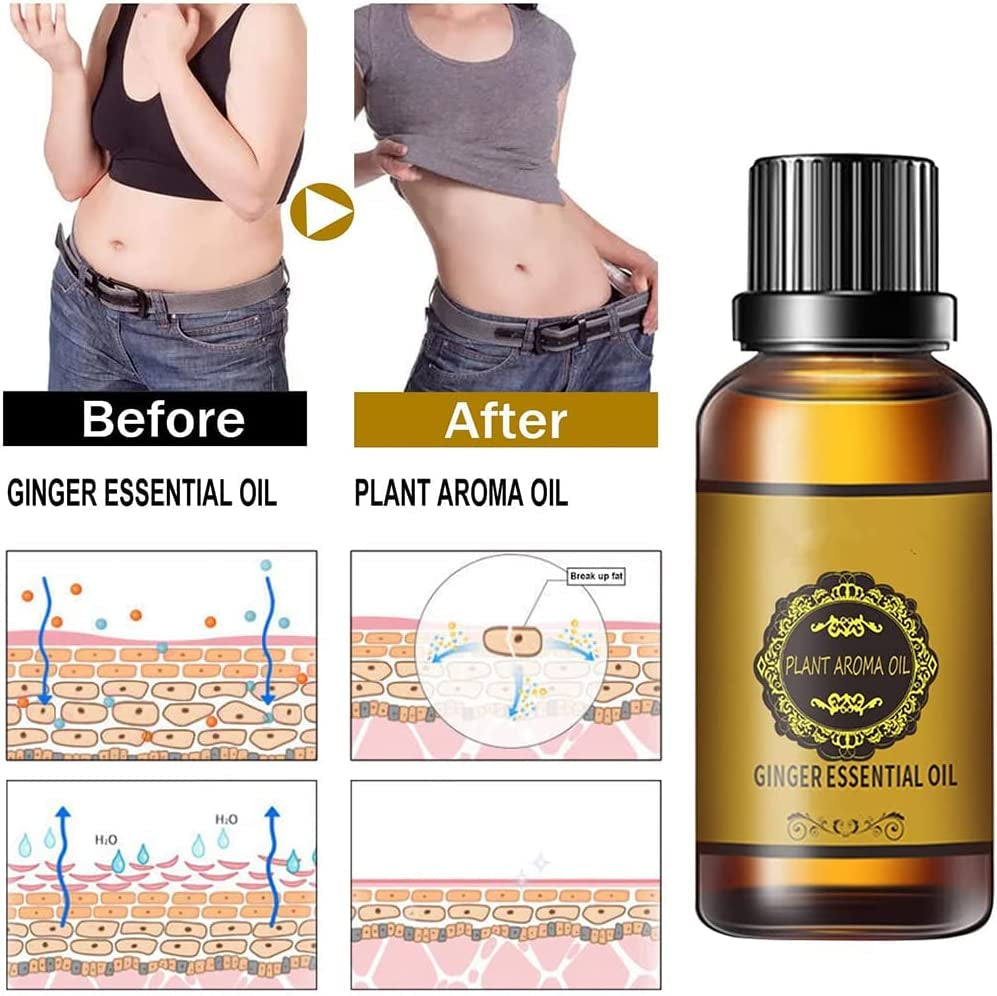 3PCS Ginger Essential Oil Plant Aroma Oil,Belly Drainage Ginger Oil, Lymphatic Drainage Ginger Oil,Ginger Oil Essence Relaxing Massage Fluid for Swelling