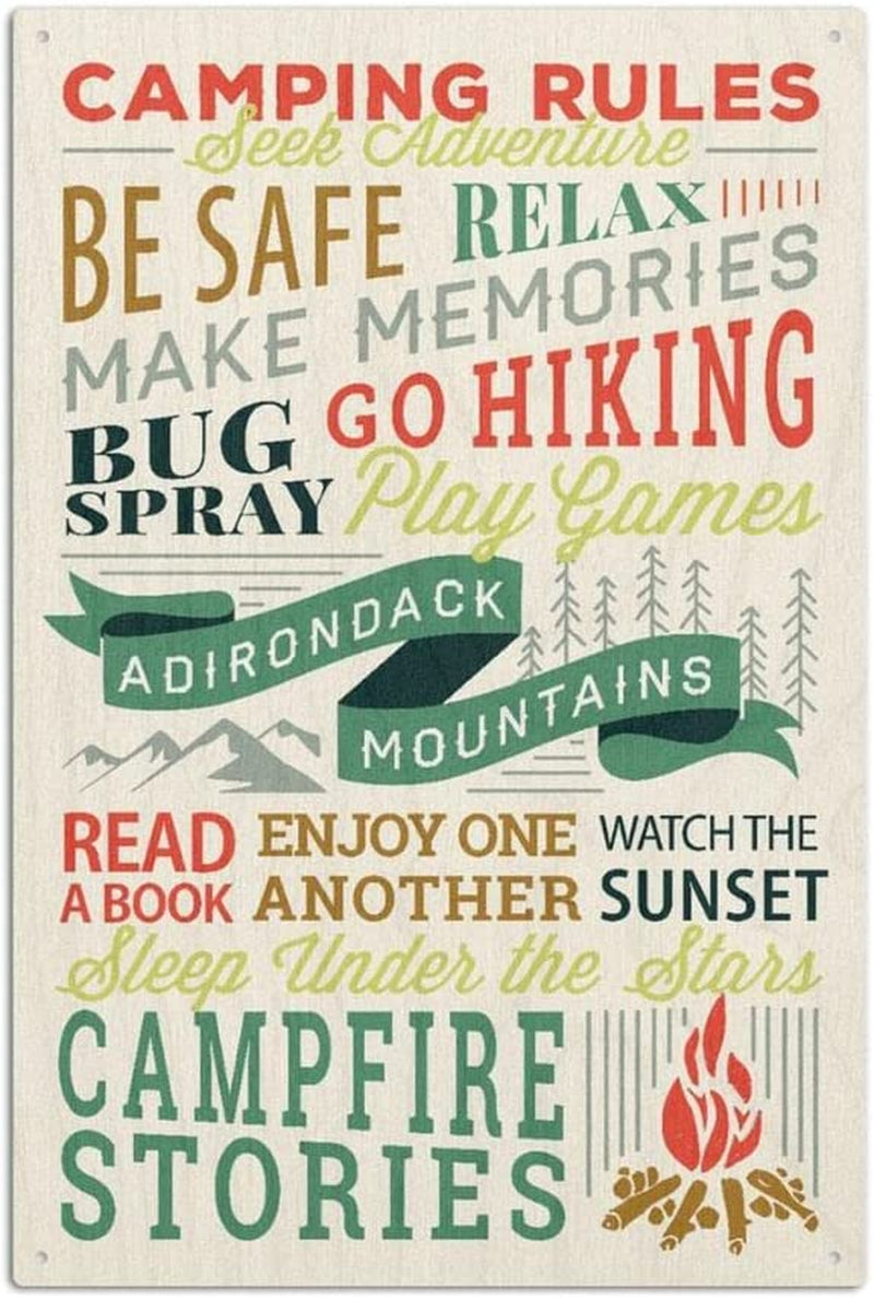 Camping Rules Sit Around The Campfire Make Memories With Family And Friends Aluminum Signs Funny Tin Sign 5.5"x8"