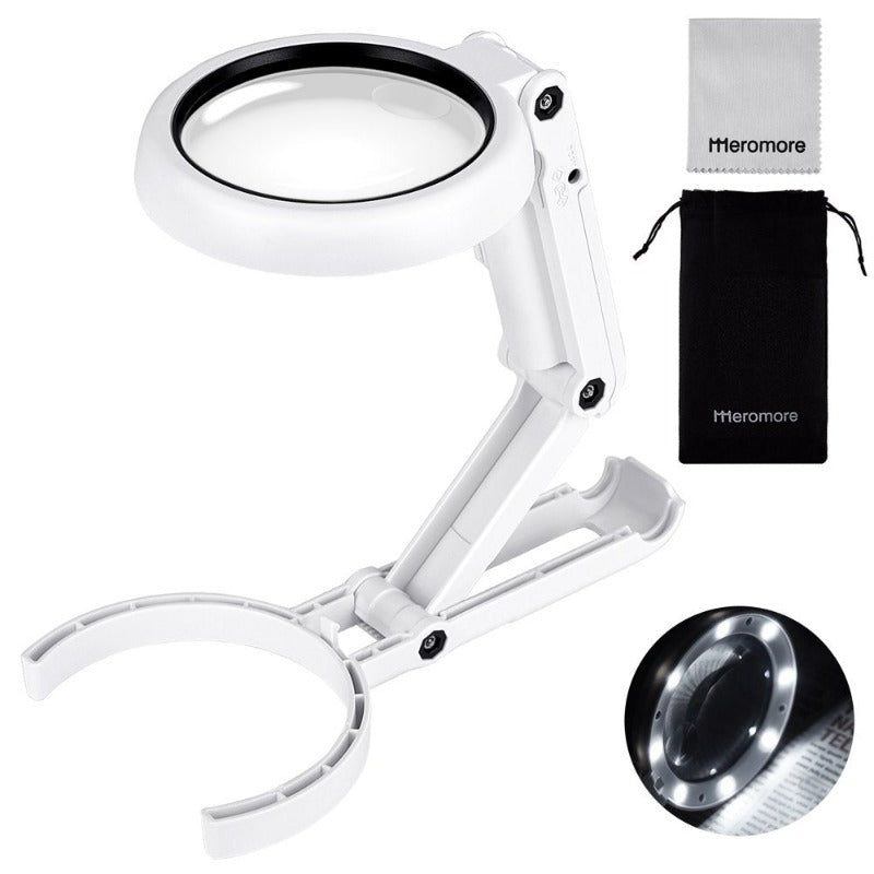 Magnifying Glass with 8 LED Lights,  Foldable Lighted Magnifier with 5X 11X High Magnification for Reading Books, Jewelers Loupe, Coins, Craft & Hobbies