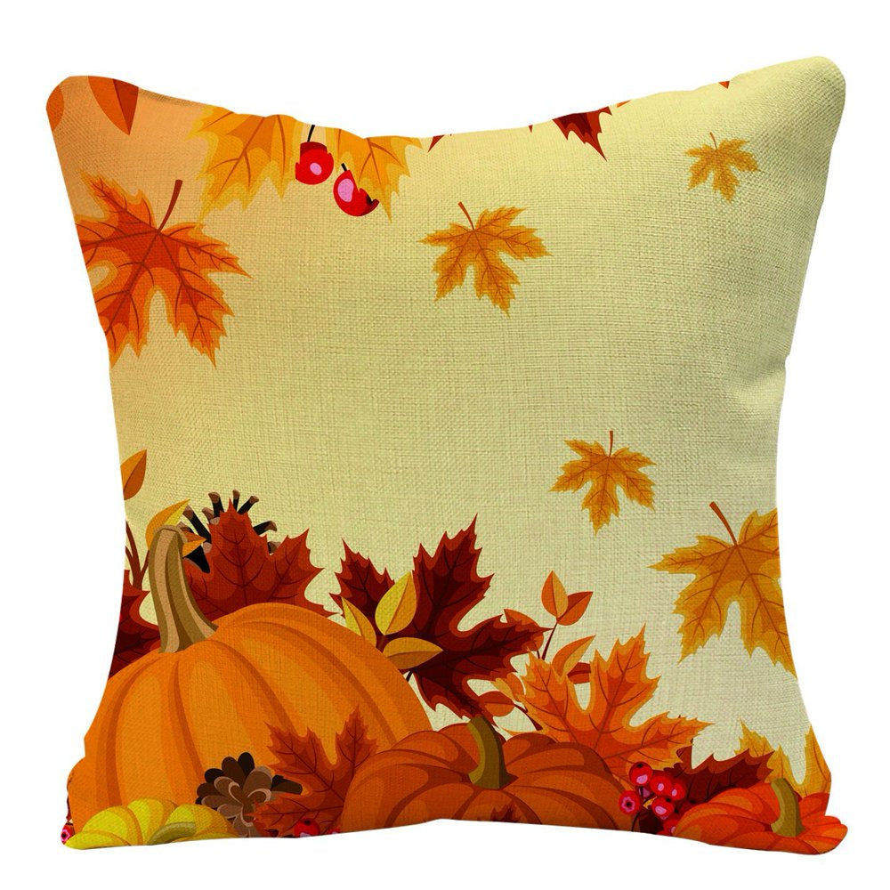 18X18 Fall Pillow Covers, Autumn Decorative Throw Pillowcases, Maple Pumpkin Car Linen Throw Cushion Covers for Farmhouse Sofa Couch Home Decor, 4Pcs