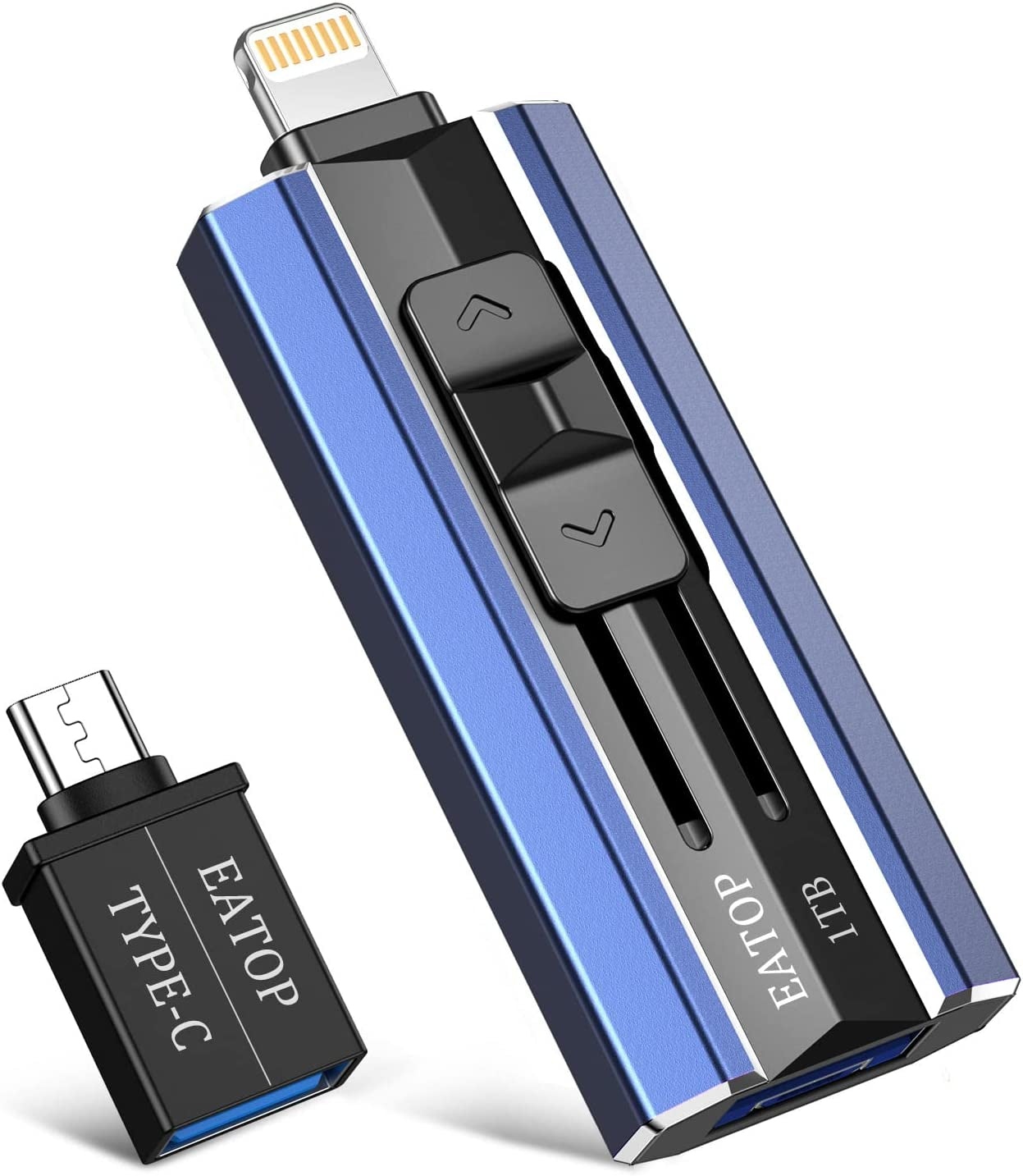 EATOP USB Flash Drive 1TB Iphone Memory Stick Storage for Photos and Videos, Iphone Photo Stick Storage Flash Thumb Drive Compatible with Iphone Ipad Android and Computers (Dark Blue)