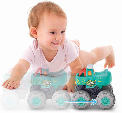 Toy Car for 1 2 3 Year Old 1 Pack Crocodile Truck Toy Push with Friction Powered Bull Car Pull Back Leopard Car Big Wheel Animal Toy Car Baby Toy Gift for 12 18 Month Boys Girls