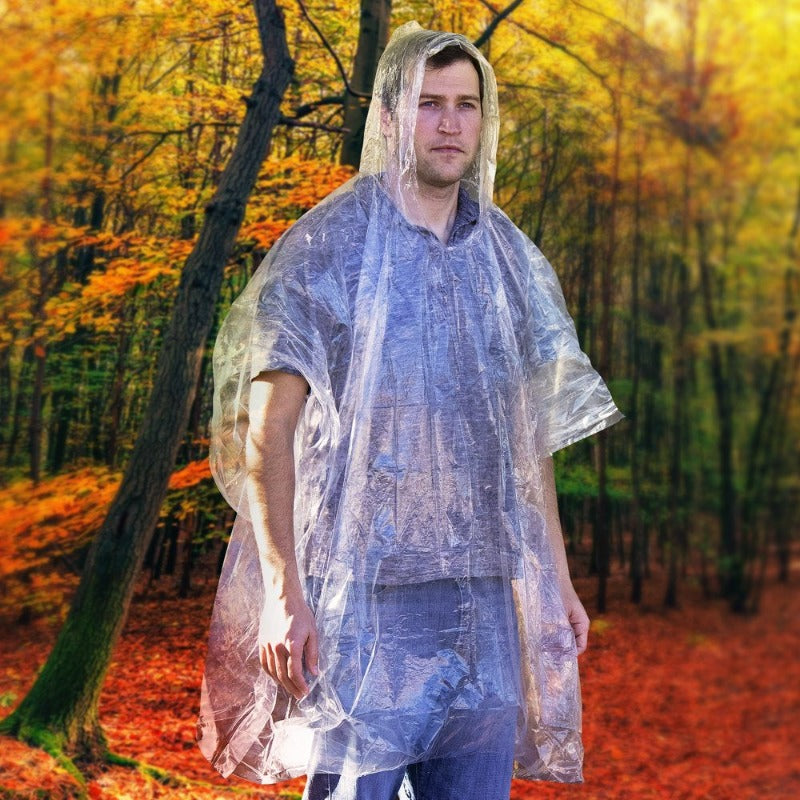 20 Count Clear One Size Fits Most Emergency Poncho 