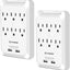 Outlet Extender, 6-Outlet Wall Mount Surge Protector, 900 Joules Plug Power Strip with 2 USB 2.4A, Protection Indicator LED Light, Space Saving Design, ETL Certified(2 Pack)