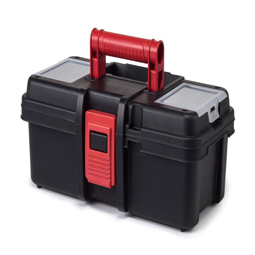  13-Inch Tool Box, Plastic Tool and Hardware Storage, Black