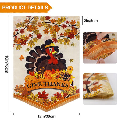 Garden Flag Double Sided Fall Signs Turkey Applique Garden Decor