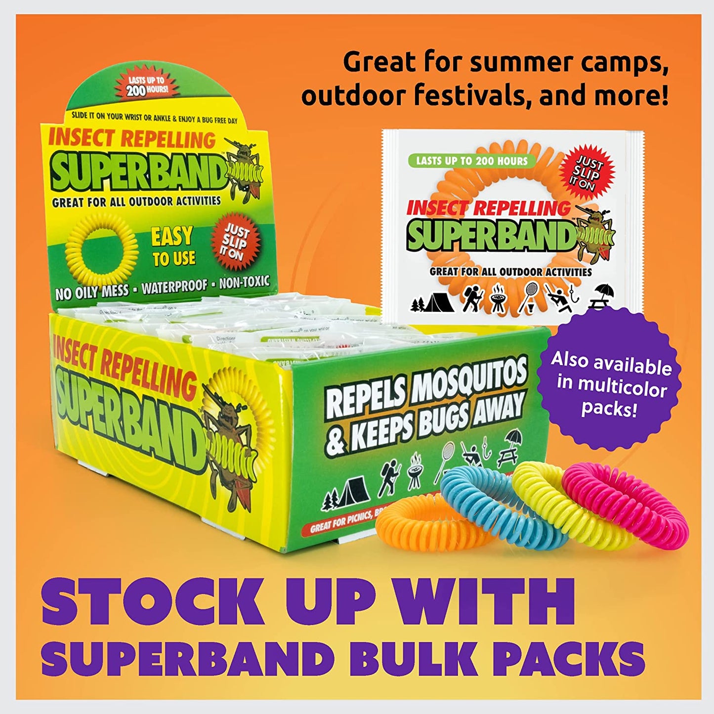 Superband Premium Insect Repellent Bracelet: Assorted Colors (10)