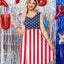  Women July 4th American Flag Sleeveless Dress with Pockets