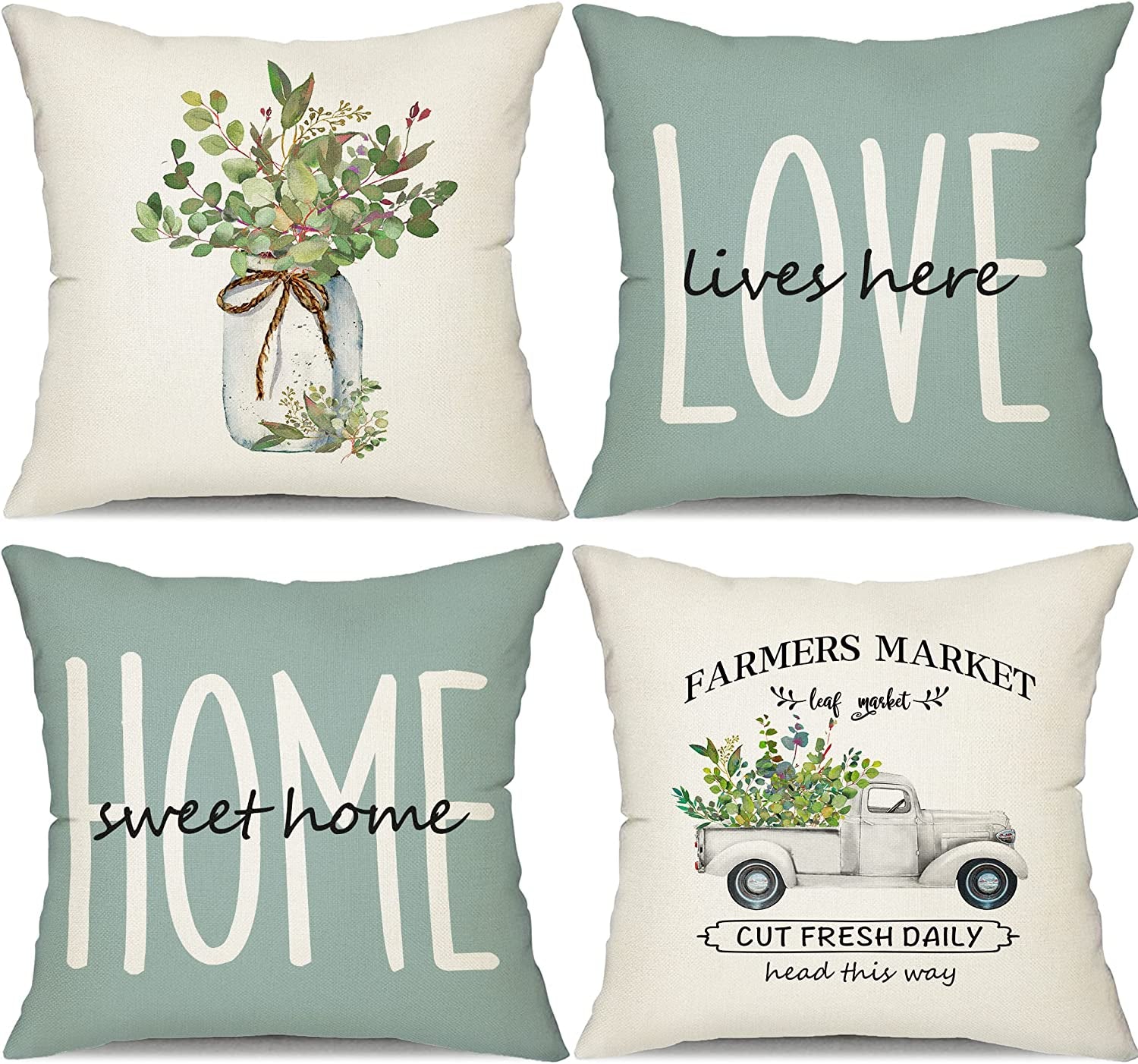 Set of 4 Farmhouse Pillow Covers  