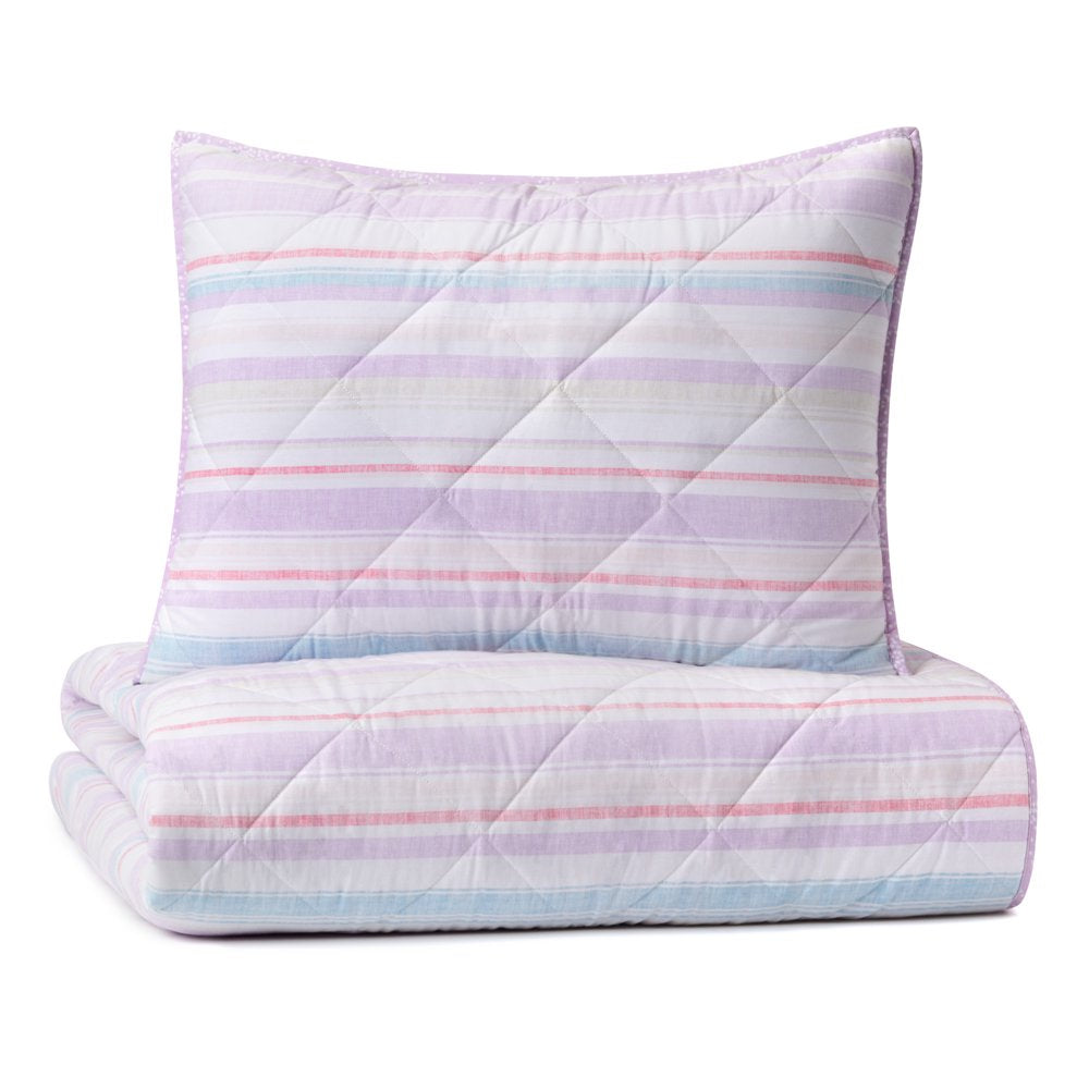 Lavender Stripe Reversible Organic Cotton Blend Quilt