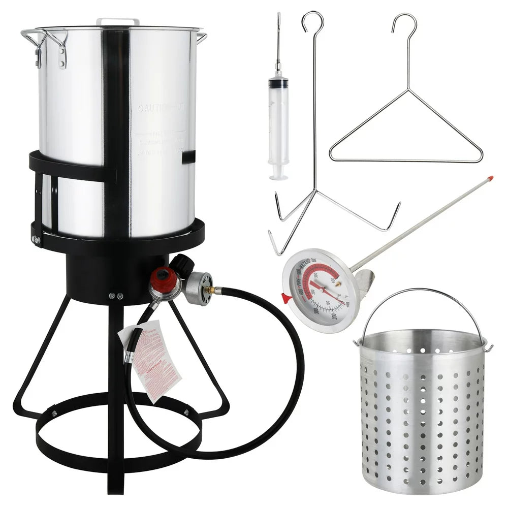 Outdoor Propane Fryer Aluminum Frying/Boiling Turkey Fryer Pot 30QT