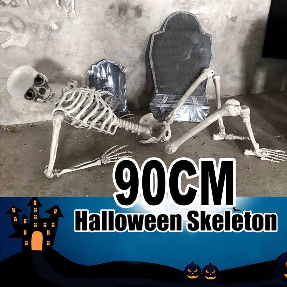 27.5" Halloween Skeleton Halloween Decorations, Haunted House Props for Front Lawn, Graveyard Decorations, Lifelike Skeleton Model, Indoor/Outdoor Spooky Scene Party Favors on Clearance