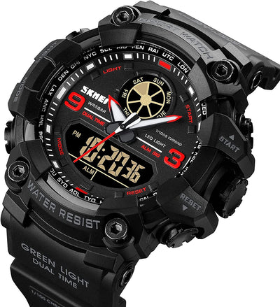 Outdoor Sports Watch Military Watches for Men Tactical Waterproof Analog Digital Multifunction Dual Display Mens Wristwatch
