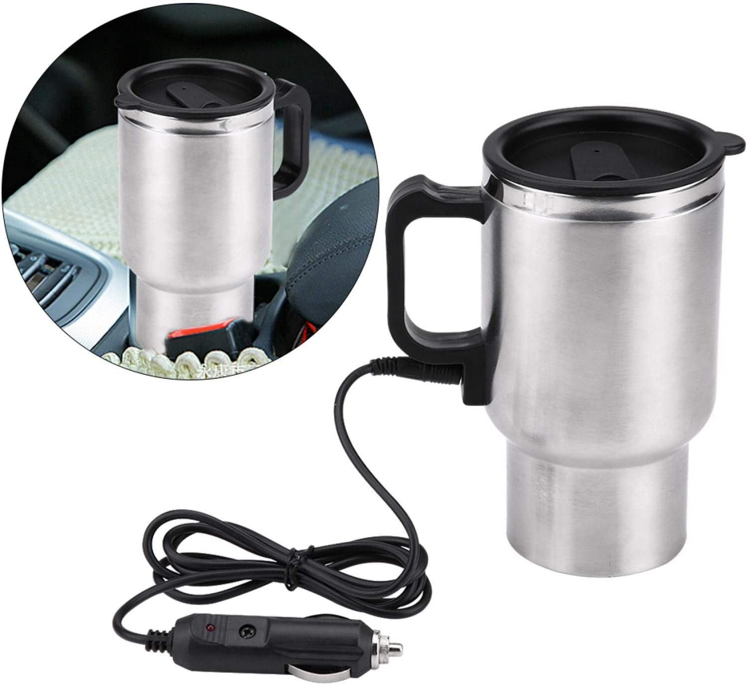 12V Car Kettle, Portable 450Ml Car Kettle Boiler Stainless Steel Electric Kettle Heating Travel Cup Coffee Mug, Electric Teapot Quick Boiling