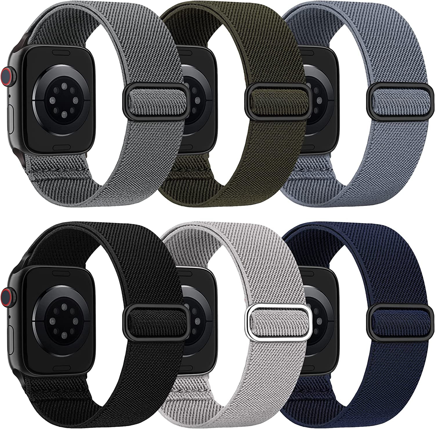 6 Pack Nylon Stretchy Compatible for Apple Watch Band