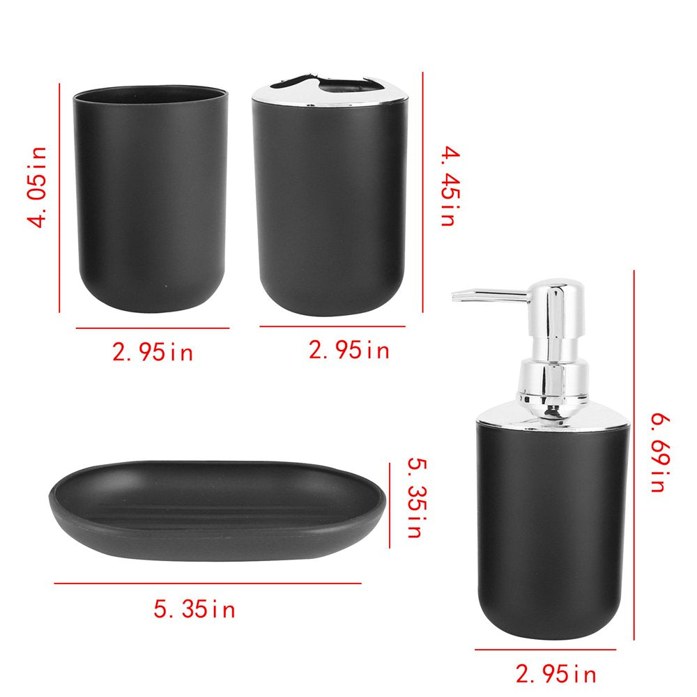4 Piece Bathroom Accessory Set with Soap Dispenser Pump, Toothbrush Holder, Tumbler and Soap Dish