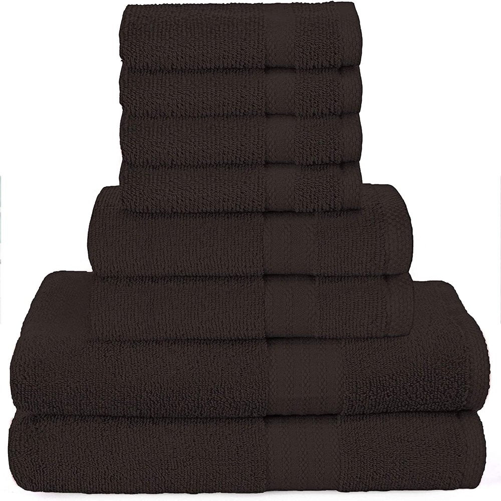 Ultra Soft 8-Piece Towel Set - 100% Pure Ringspun Cotton, Contains 2 Oversized Bath Towels 27X54, 2 Hand Towels 16X28, 4 Wash Cloths 13X13 - Ideal for Everyday Use