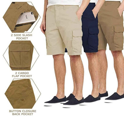 3-Pack Men's Belted Cotton Cargo Shorts 