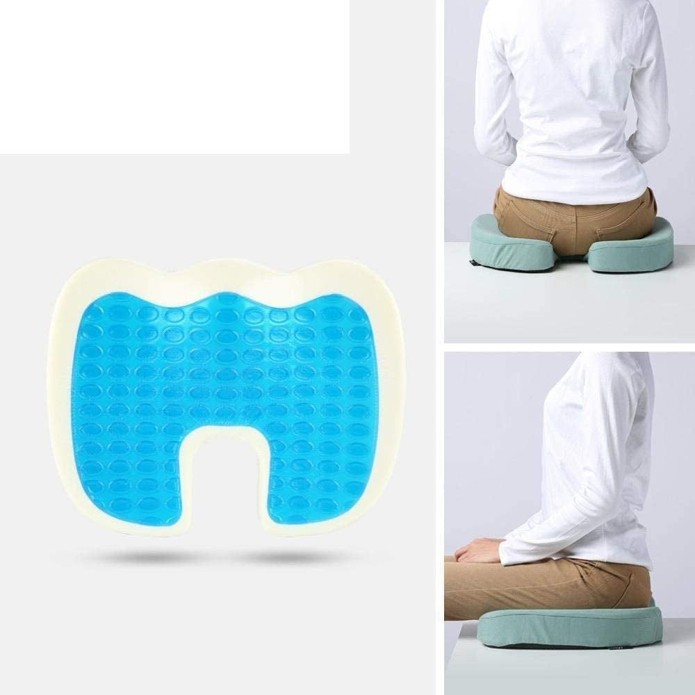 Gel Enhanced Seat Cushion Ergonomic Cool Anti-Slip Enhanced Memory Foam Pad Anti-Slip Orthopedic Gel