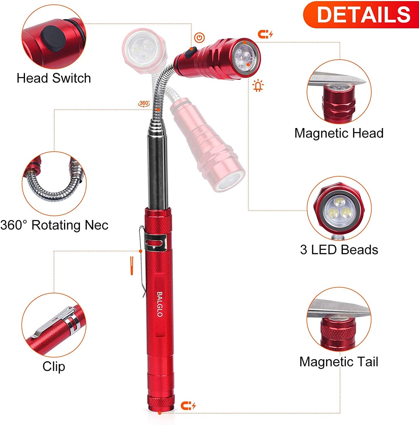  3 LED Magnetic Flashlight 