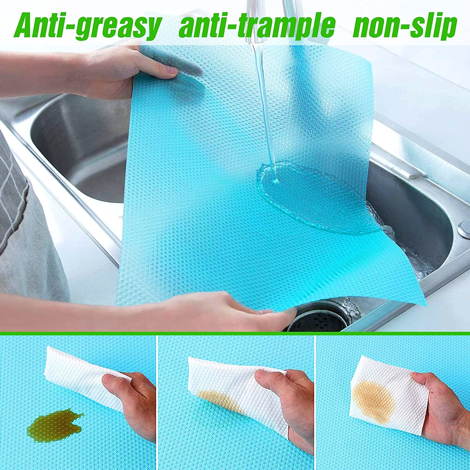 8 Pcs Refrigerator Mats, Waterproof Non-Slip EVA Refrigerator Liner Pads, Can Be Cut Washable Fridge Mat, Also Great for Drawers Shelves Cabinets Storage Kitchen and Placemats
