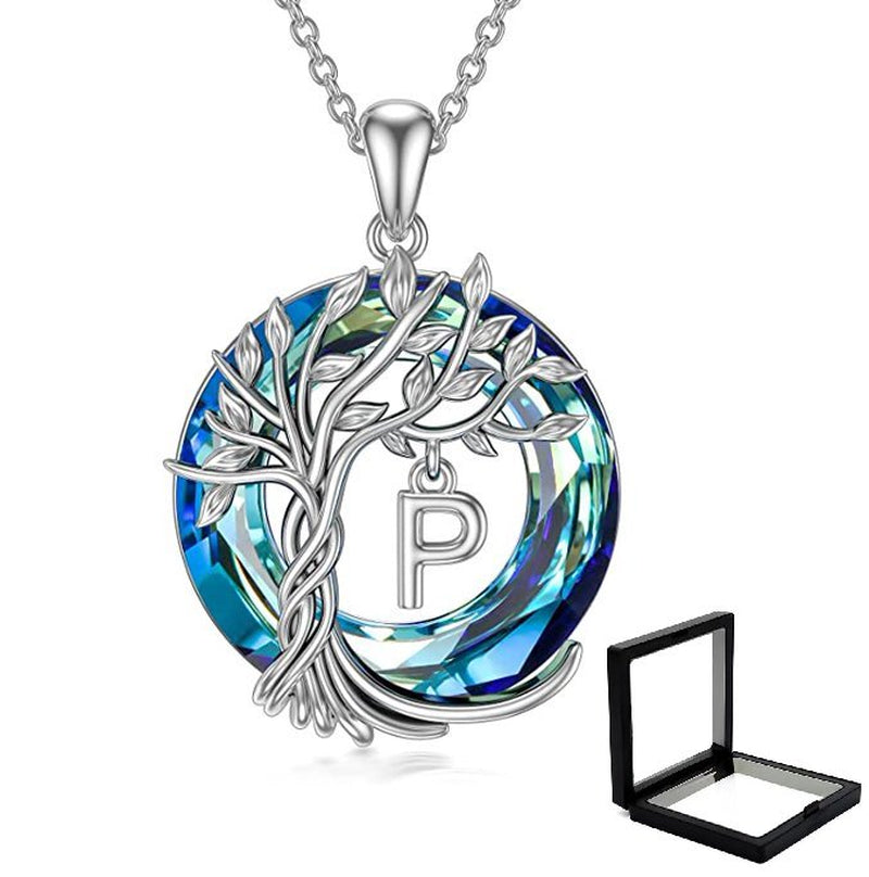 Tree of Life Necklace for Women with Initial Letter