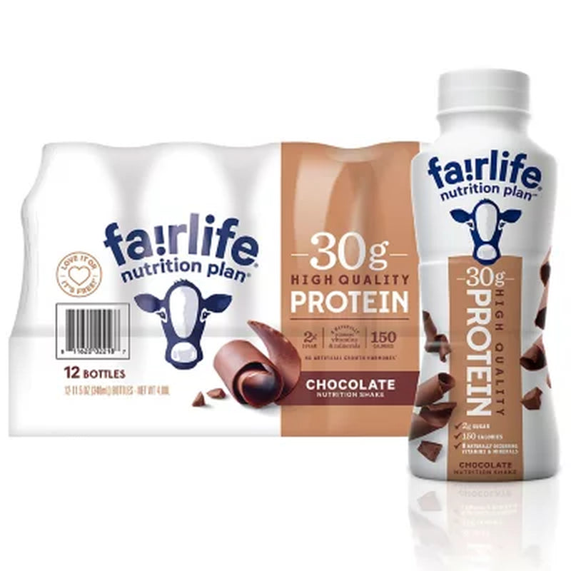 Fairlife Nutrition Plan Chocolate, 30 G Protein Shake,  Lactose Free and Gluten Free (11.5 Fl. Oz., 12 Pk.)